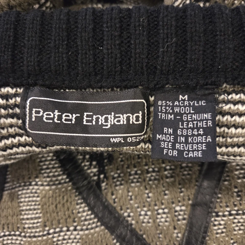 Peter England Sweater - Leather Accents! Black and Olive - Picture 13 of 14